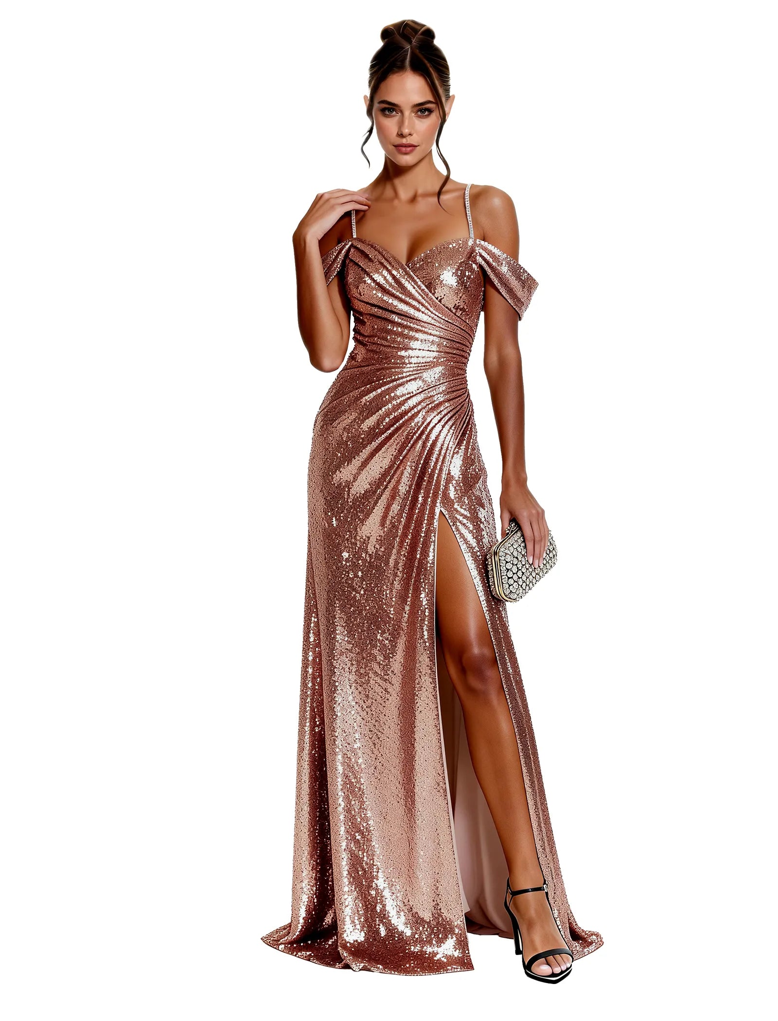 Glam Sequin Off Shoulder Dress