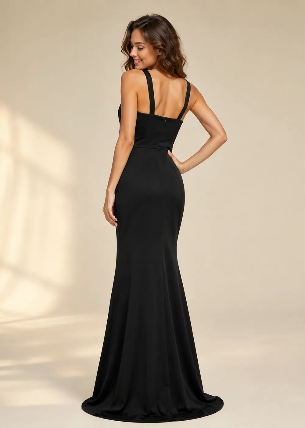 Twisted Halter Keyhole Evening Gown