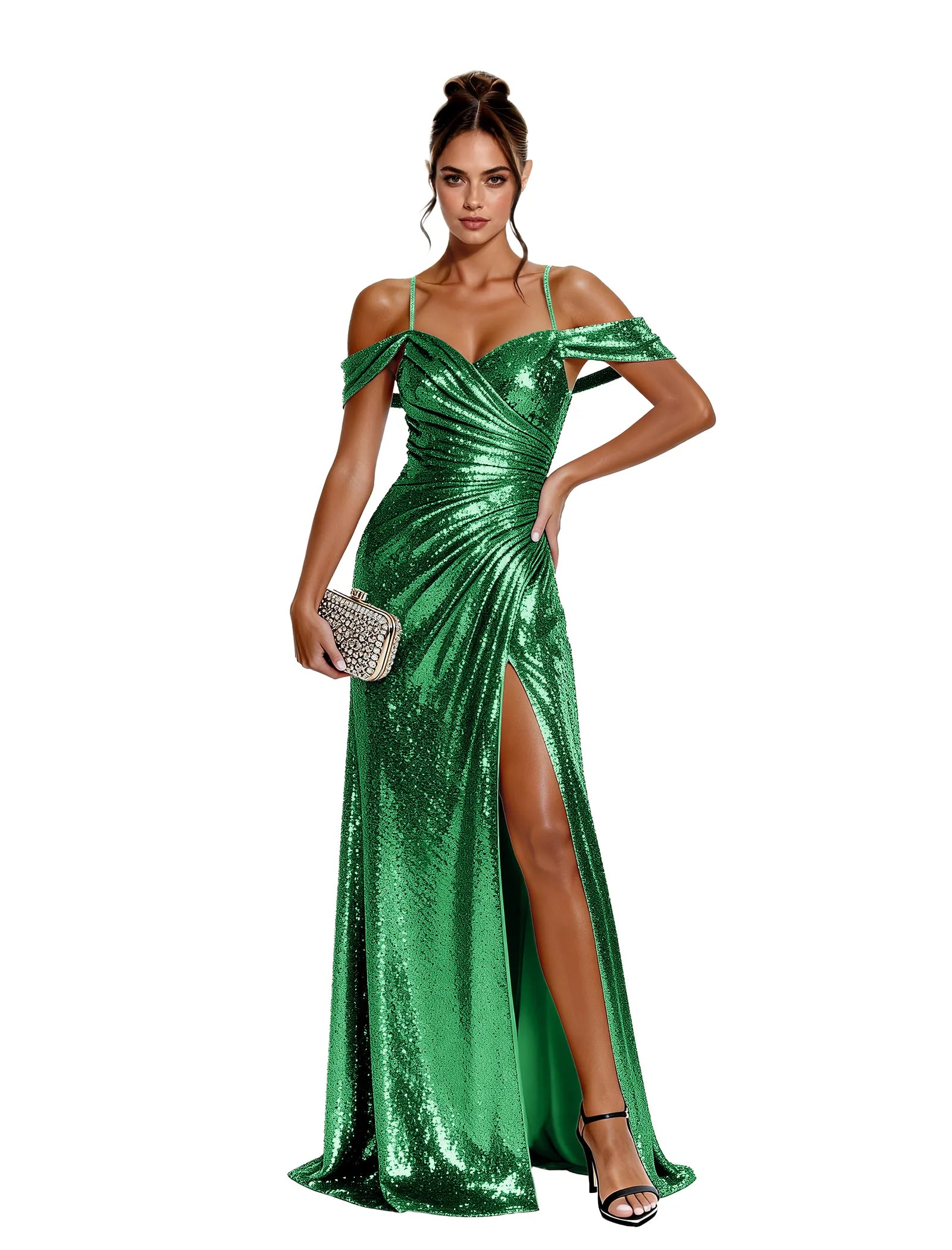 Glam Sequin Off Shoulder Dress