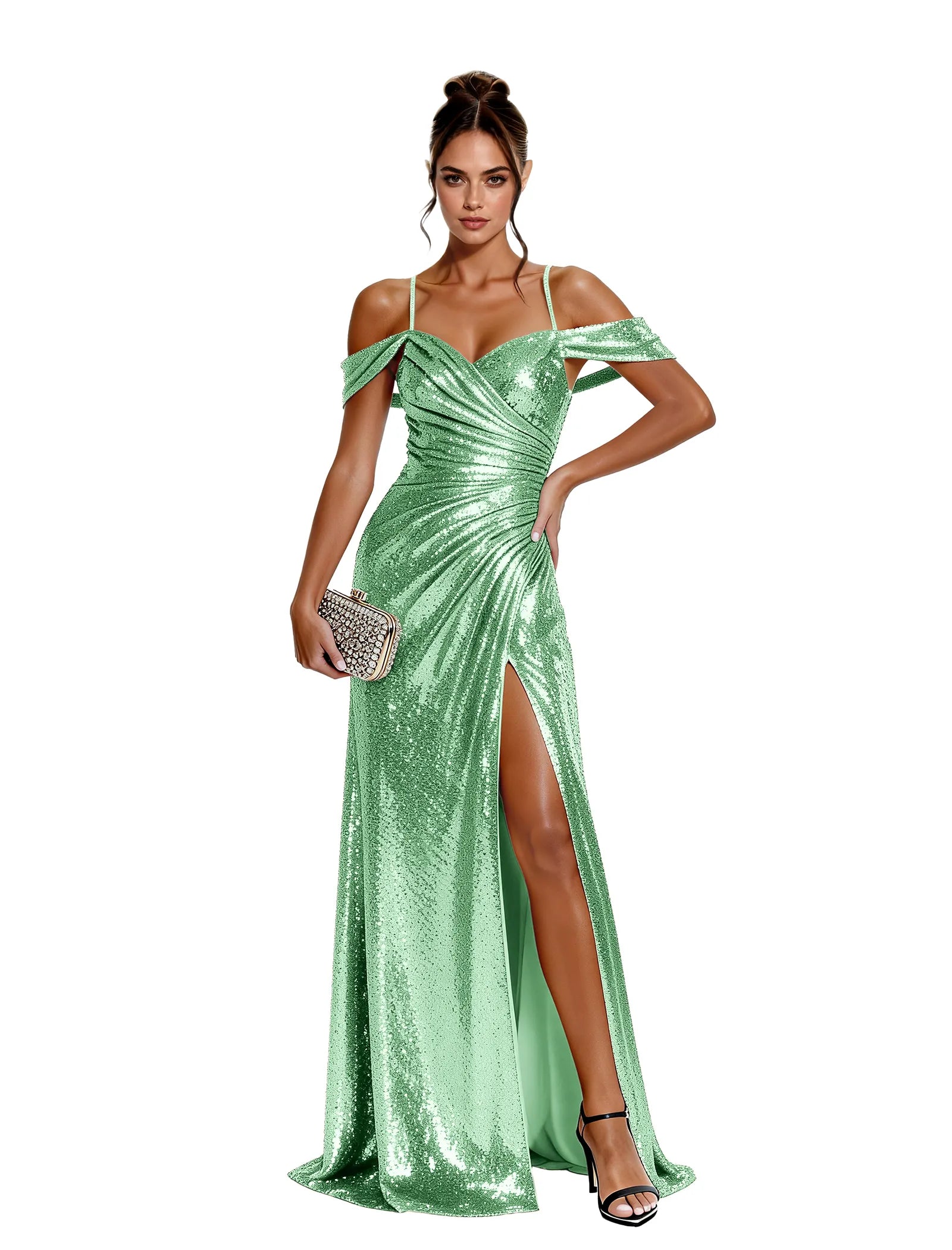 Glam Sequin Off Shoulder Dress