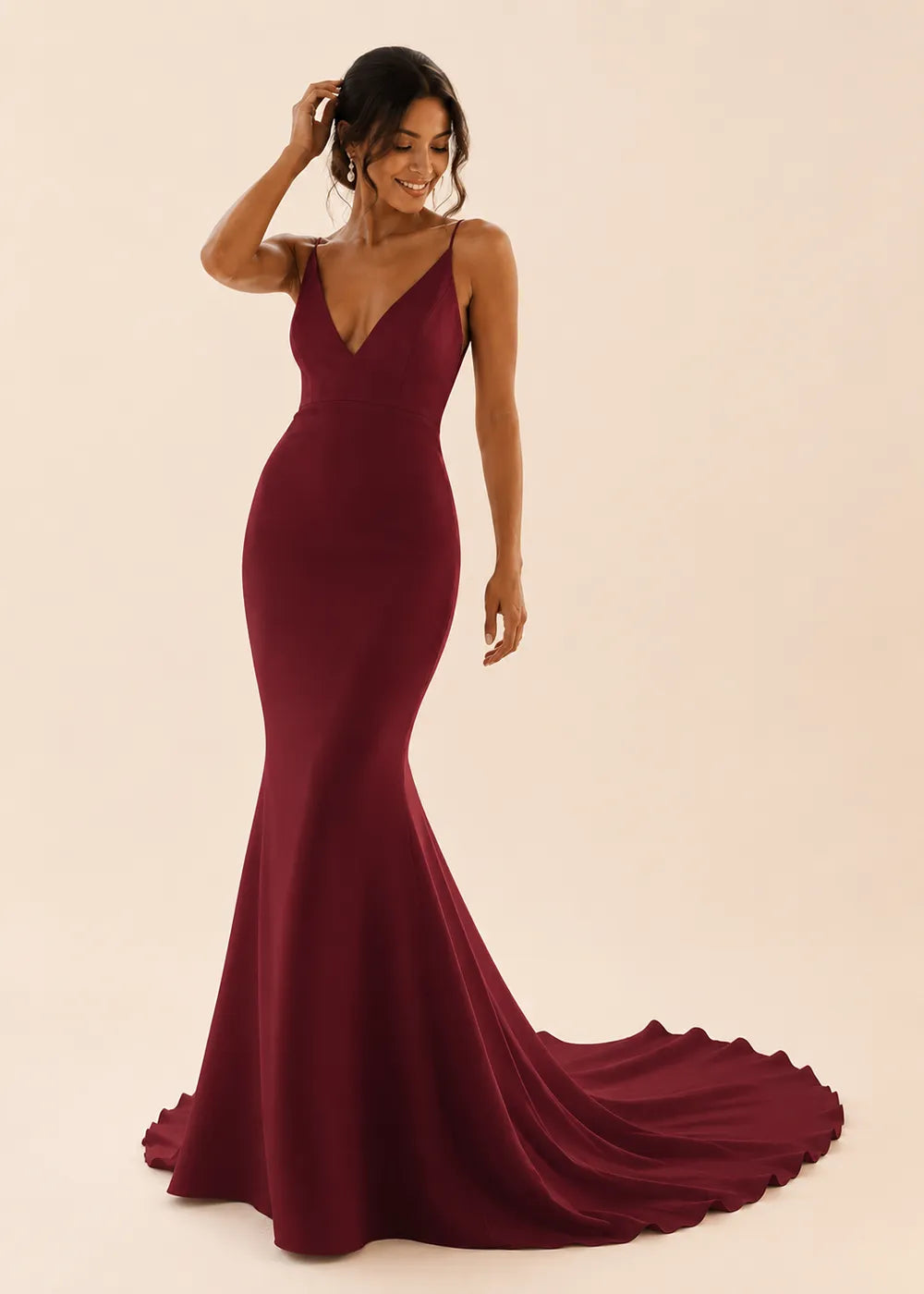 Minimalist Deep V Mermaid Wedding Dress
