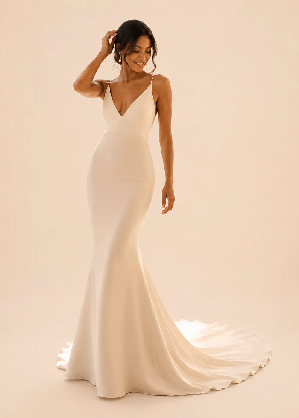 Minimalist Deep V Mermaid Wedding Dress
