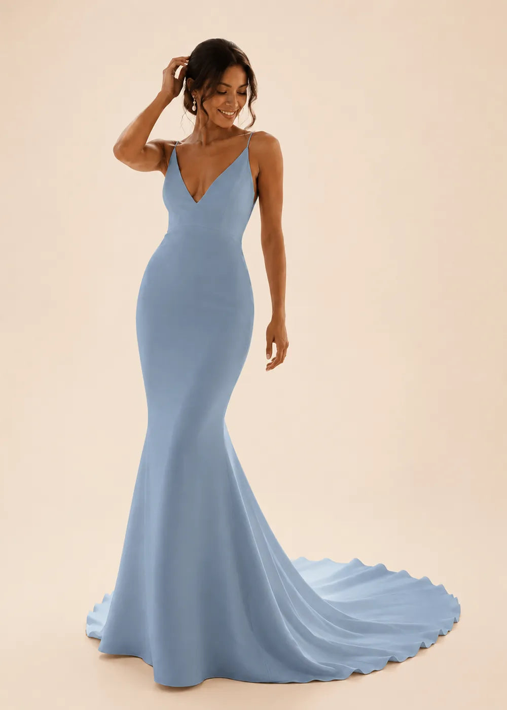 Minimalist Deep V Mermaid Wedding Dress