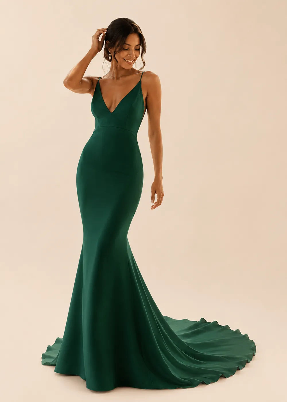 Minimalist Deep V Mermaid Wedding Dress