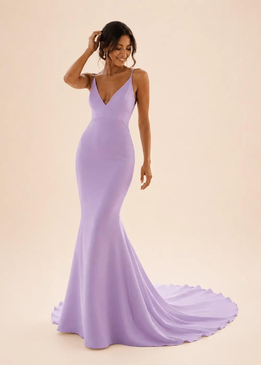 Minimalist Deep V Mermaid Wedding Dress