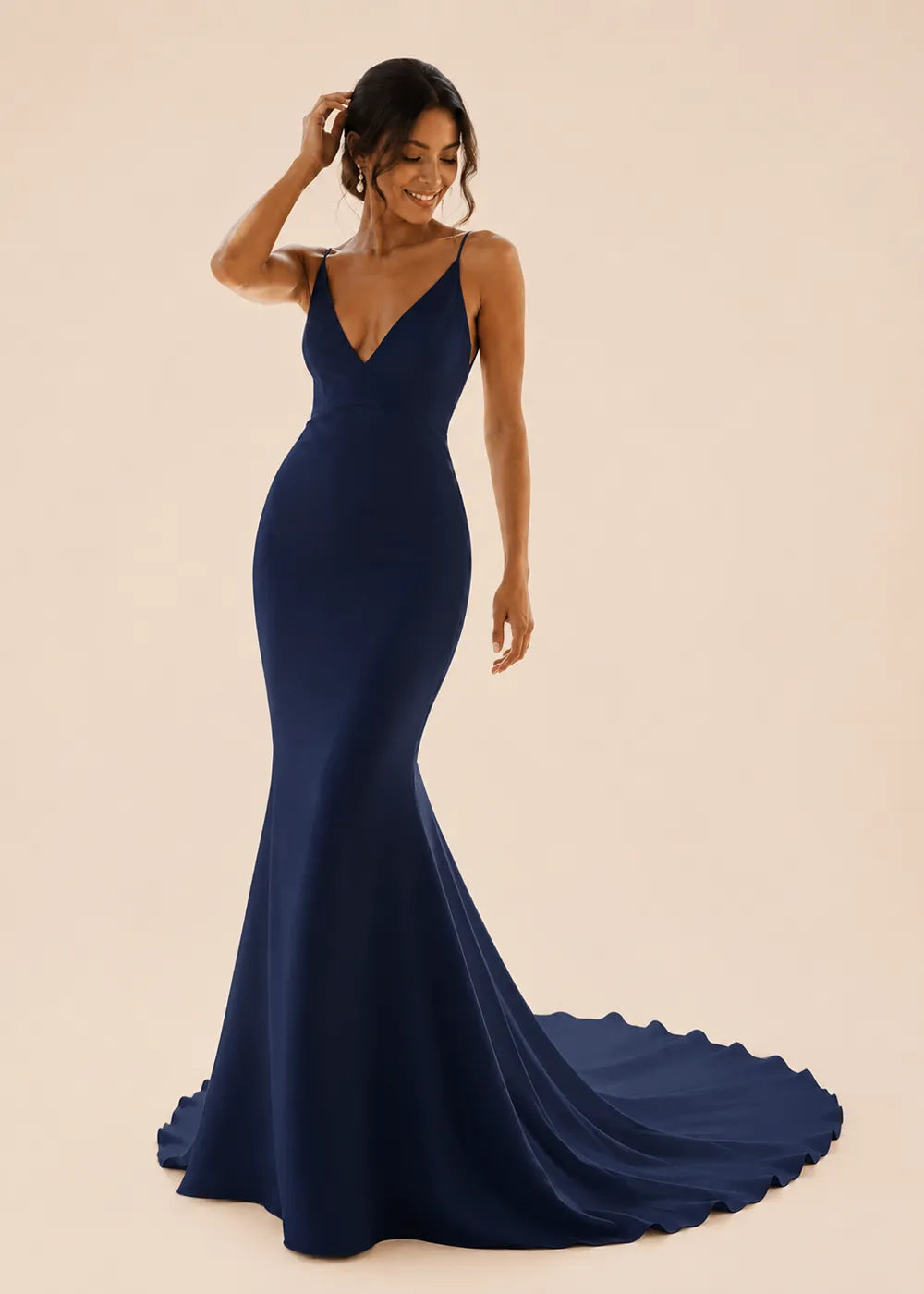 Minimalist Deep V Mermaid Wedding Dress