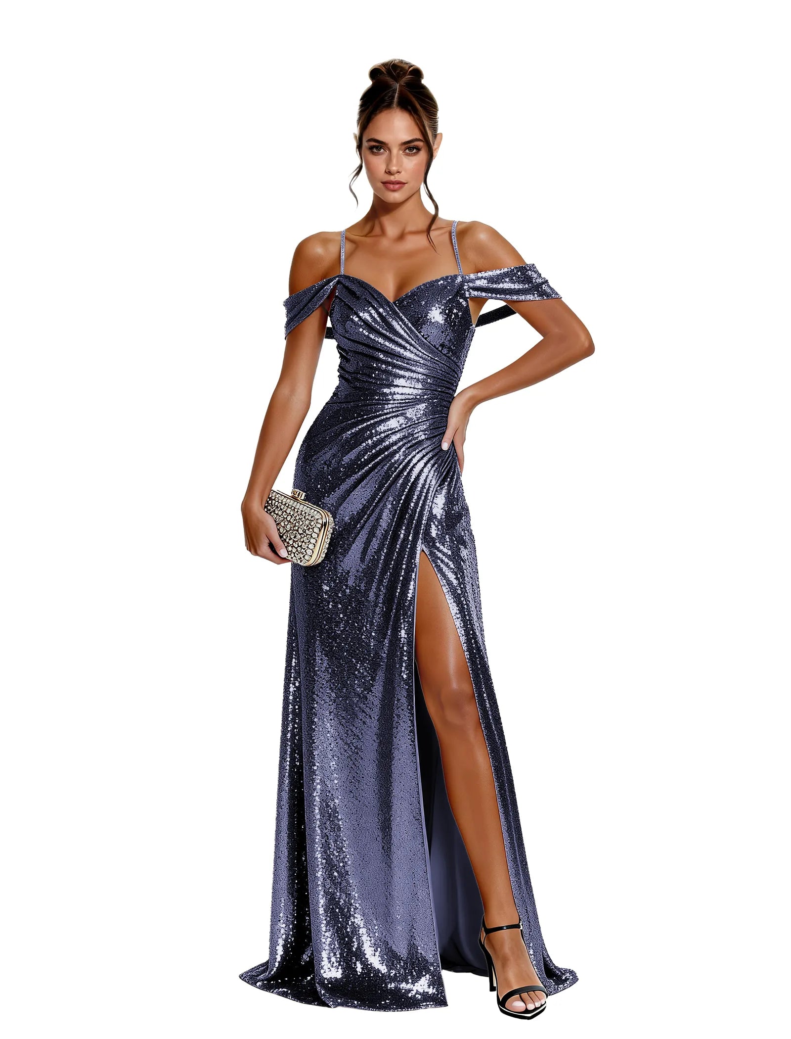 Glam Sequin Off Shoulder Dress