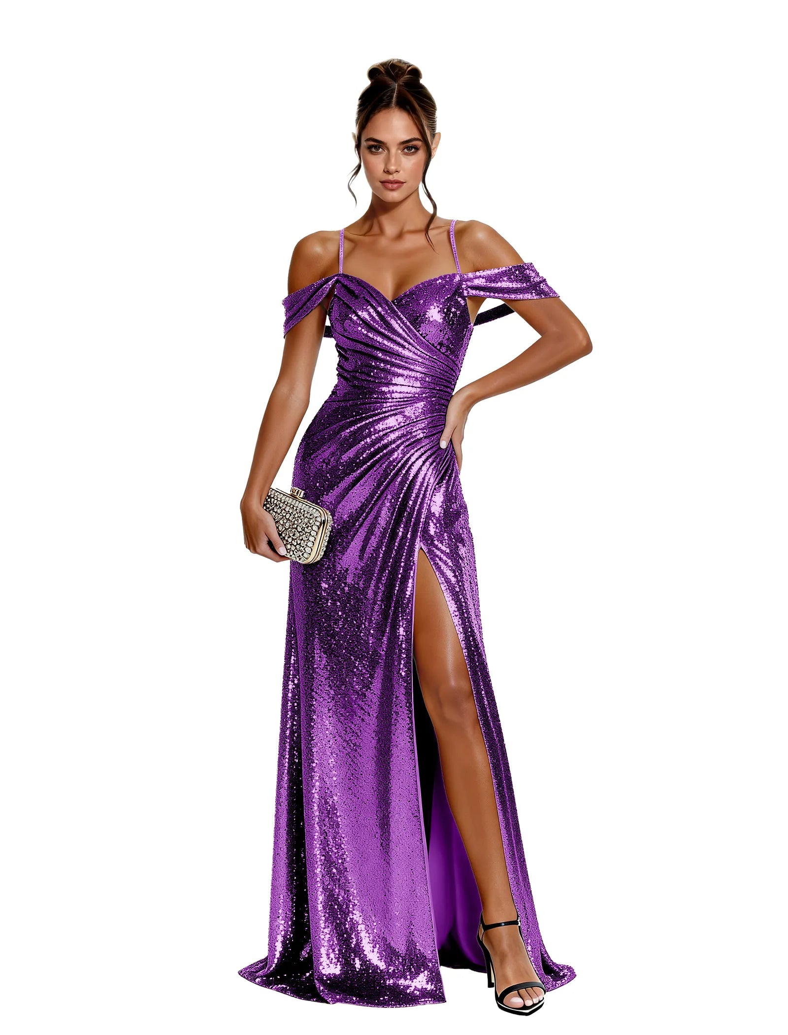Glam Sequin Off Shoulder Dress