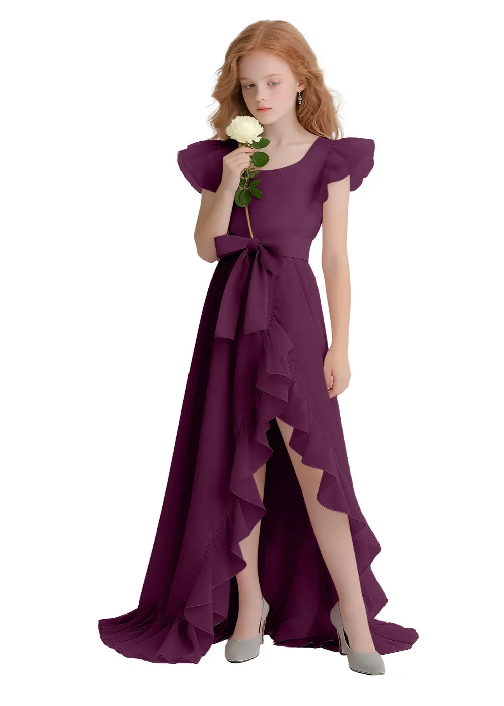 Graceful Ruffle Flutter Sleeve Dress