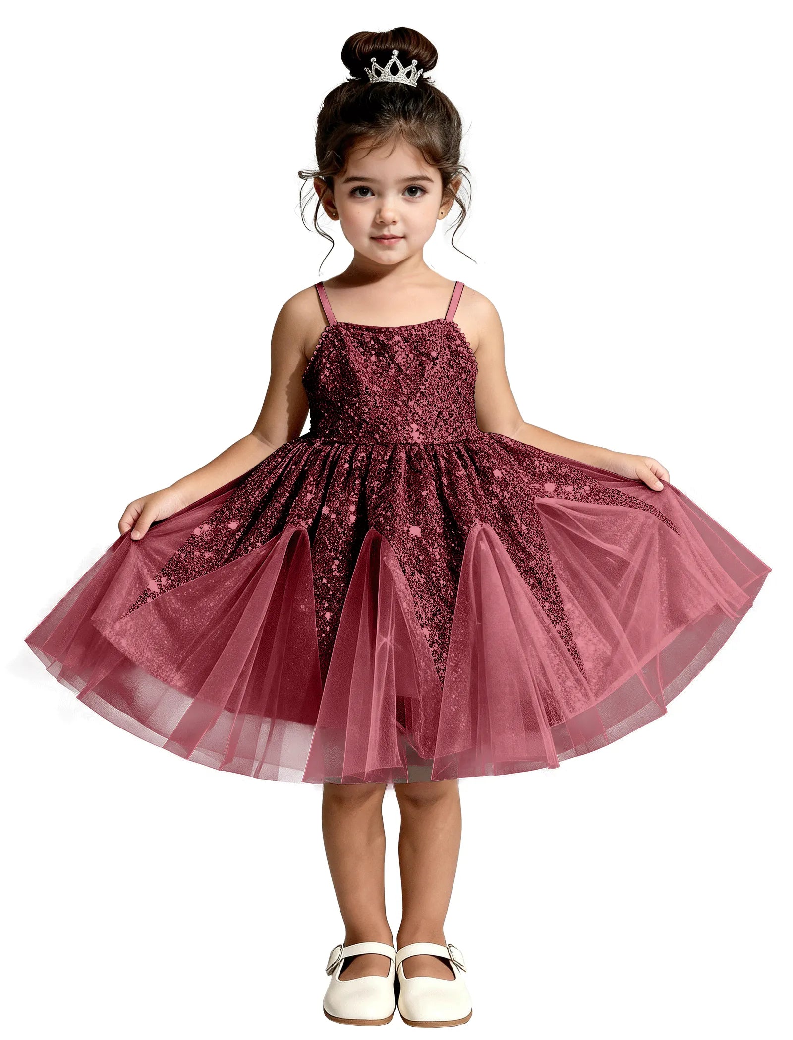 Sequin Tulle Princess Dress with Big Bow Back