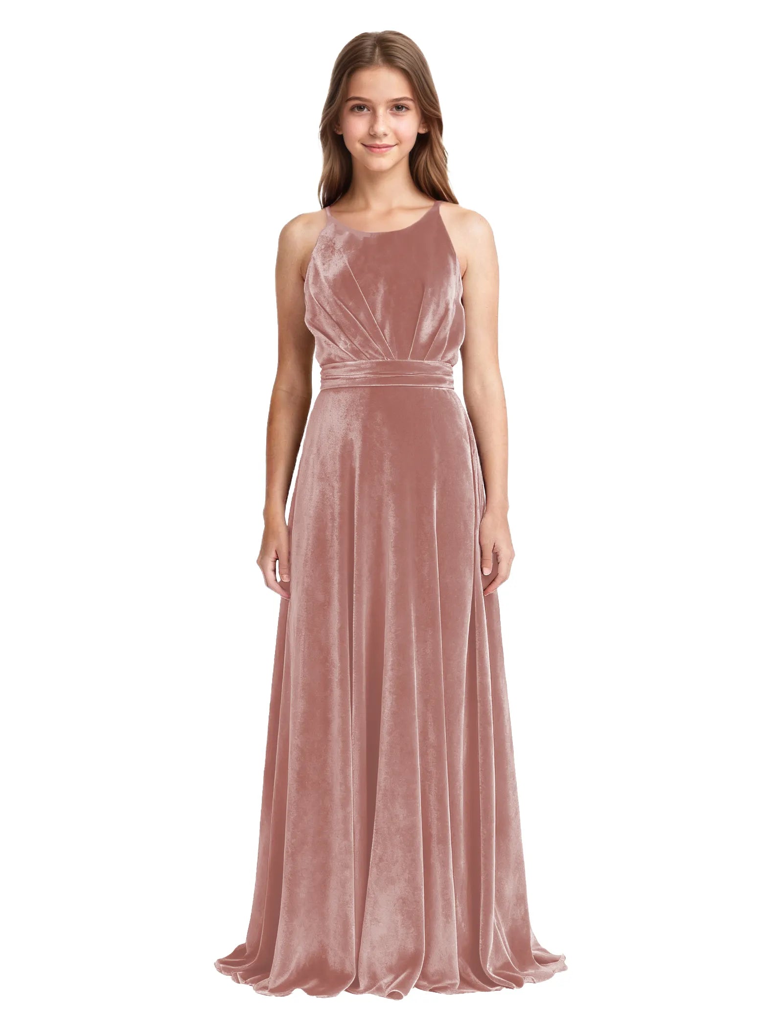 Velvet Junior Bridesmaid Maxi Dress for Girls