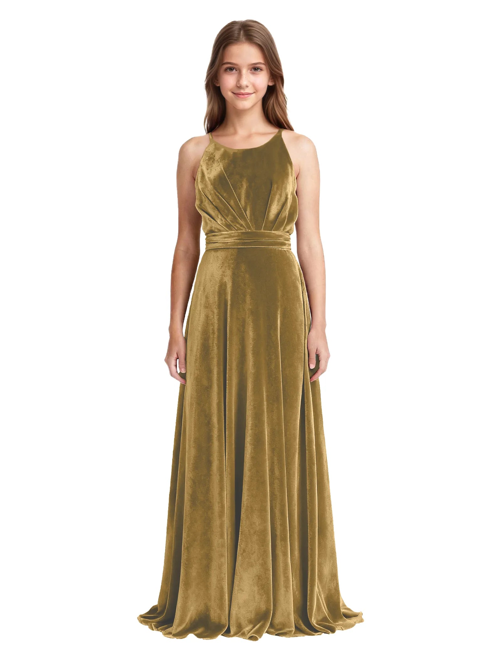 Velvet Junior Bridesmaid Maxi Dress for Girls