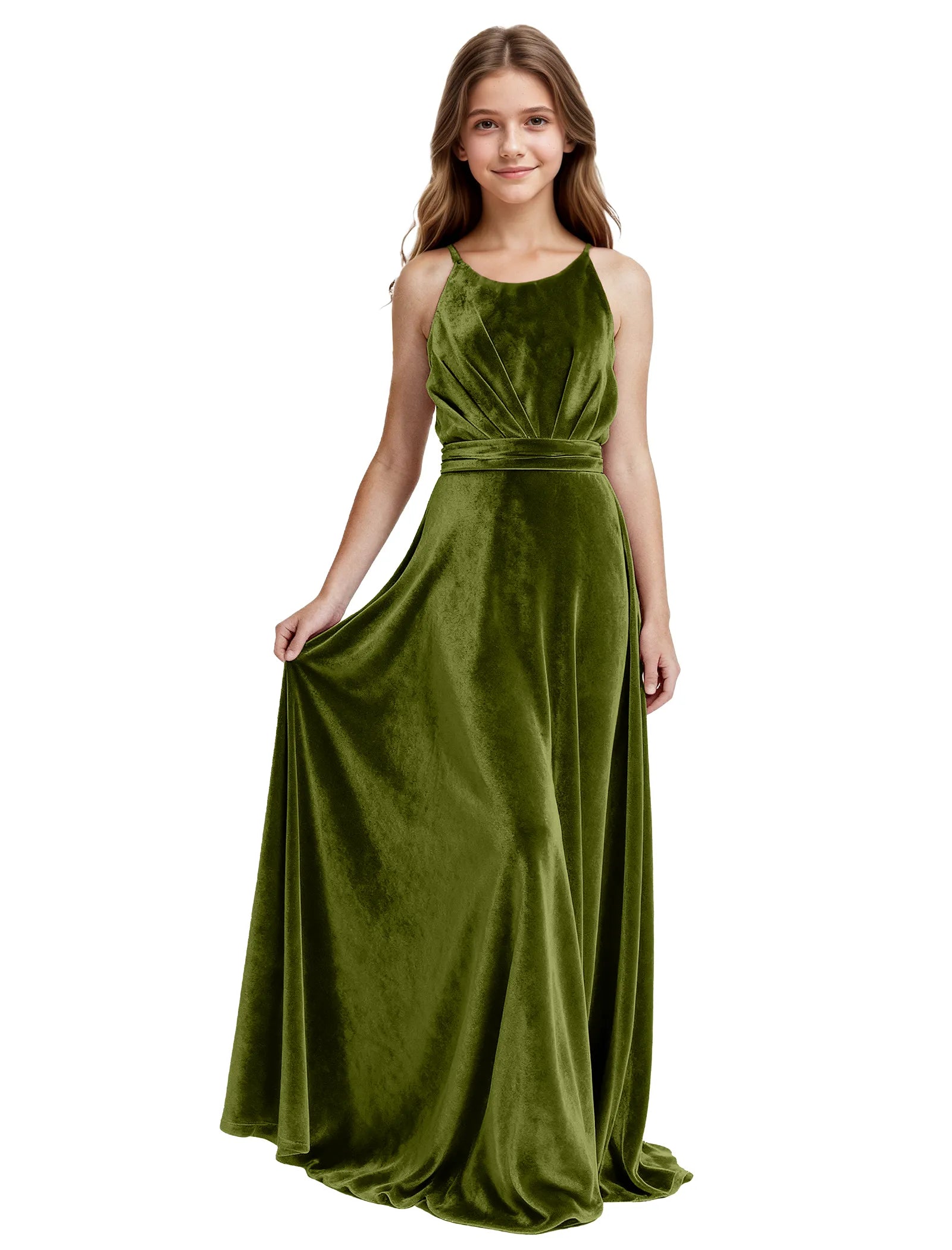 Velvet Junior Bridesmaid Maxi Dress for Girls