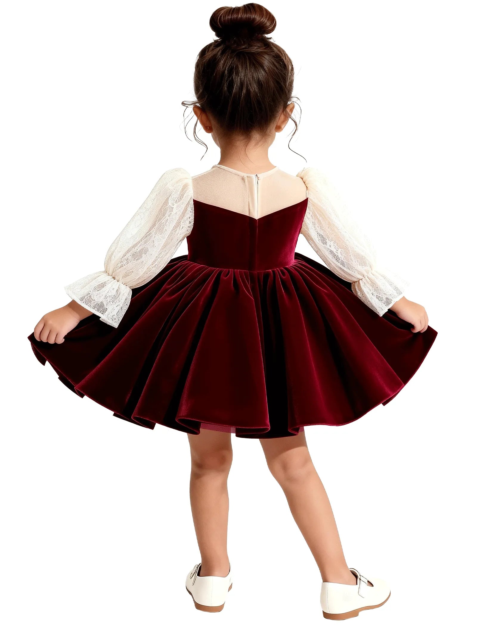 Velvet Long Sleeve Flower Girl Dress