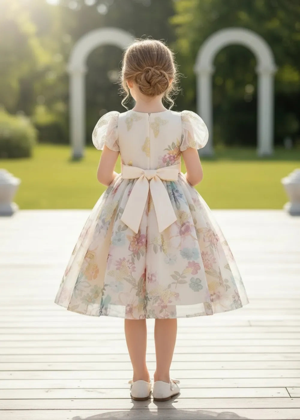 Spring Garden Tea-Length Girls Dress