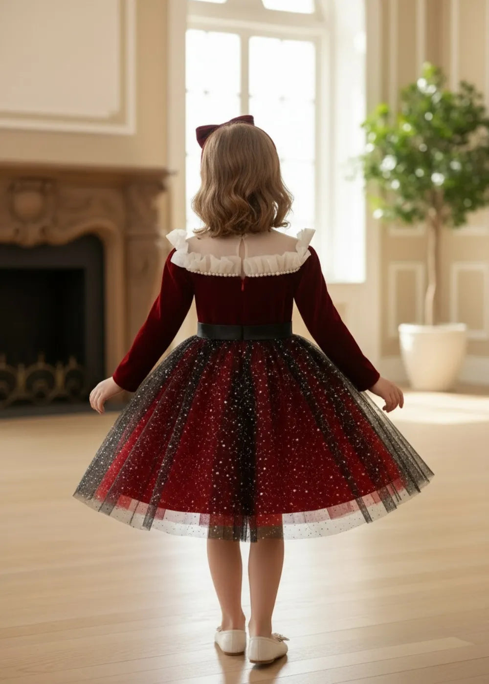 Winter Bow Celebration Dress for Girls