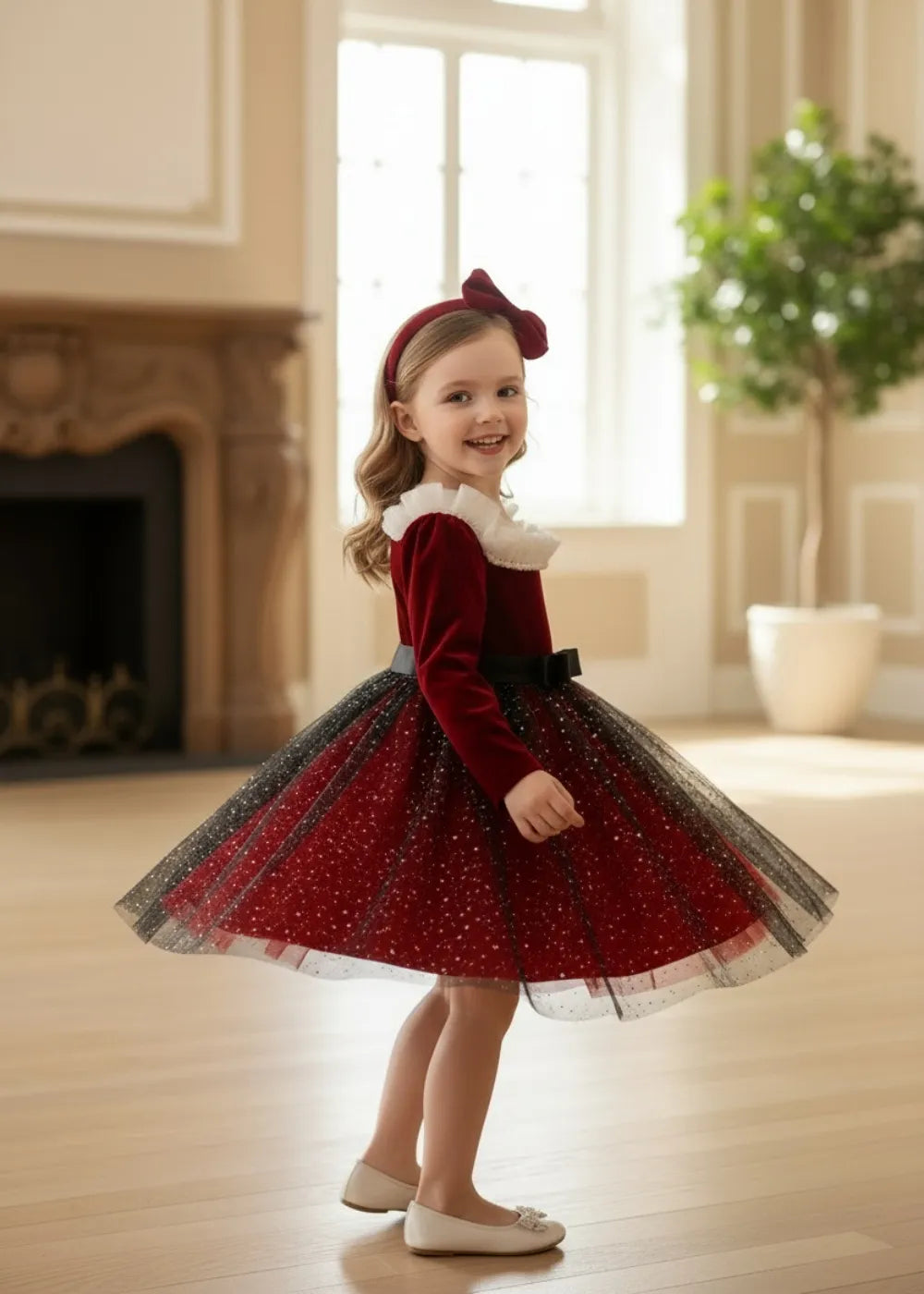 Winter Bow Celebration Dress for Girls