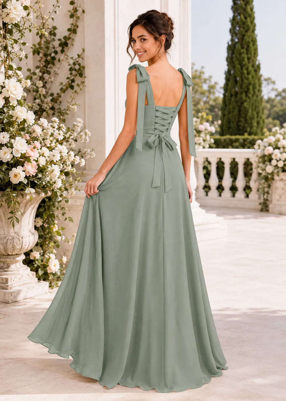 Elara Bow Strap A-Line Formal Gown