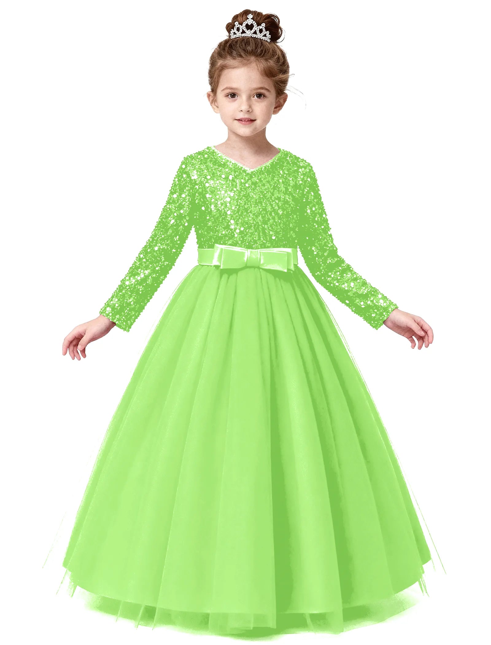 Velvet Sequin Long Sleeve Flower Girl Dress