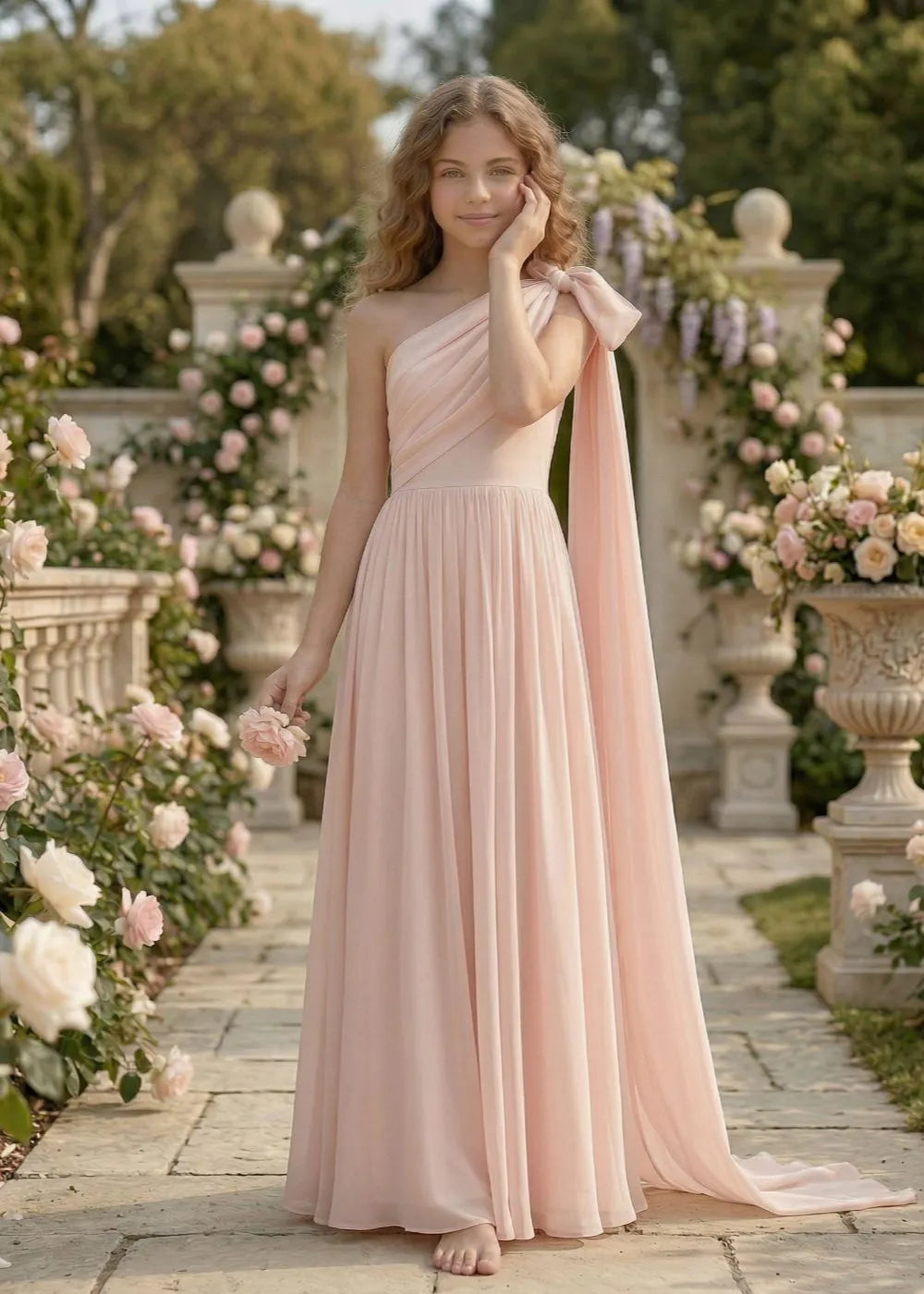 Lumière Draped Bow Evening Dress