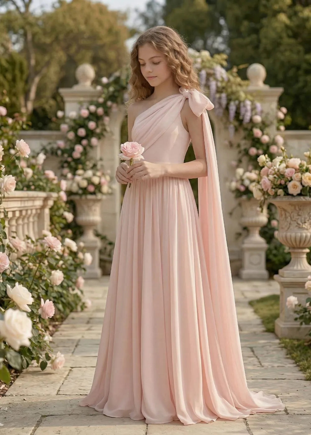 Lumière Draped Bow Evening Dress