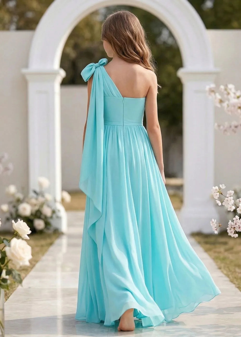 Lumière Draped Bow Evening Dress
