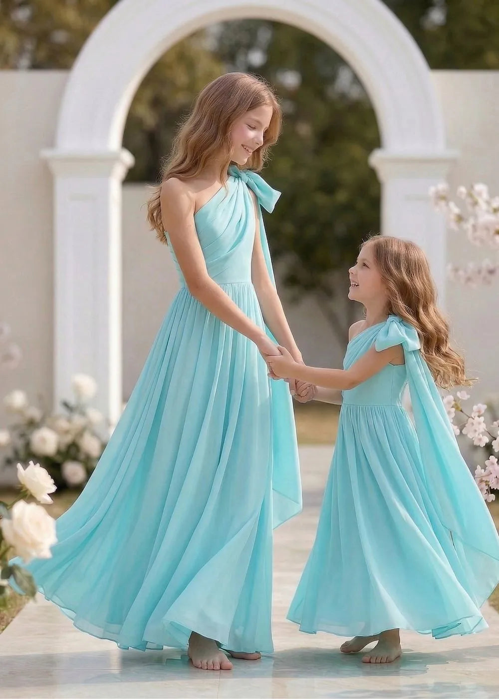 Lumière Draped Bow Evening Dress