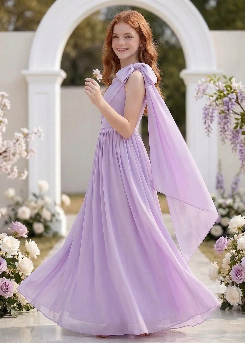 Lumière Draped Bow Evening Dress