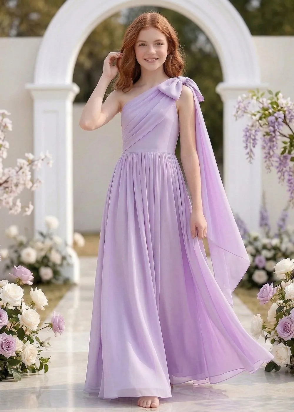 Lumière Draped Bow Evening Dress