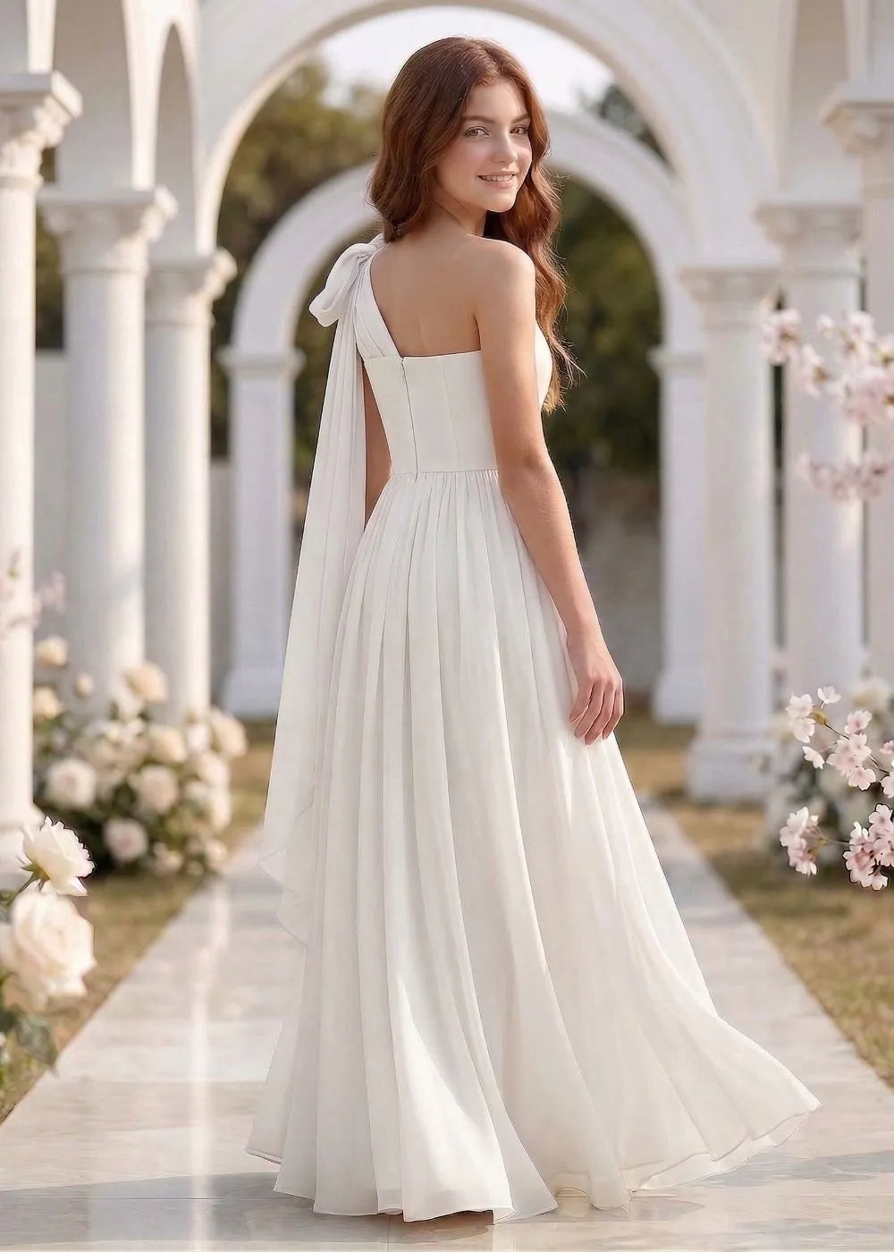 Lumière Draped Bow Evening Dress