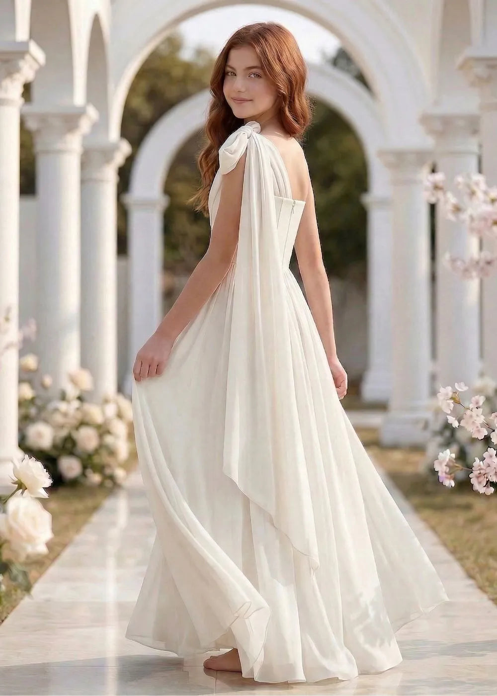 Lumière Draped Bow Evening Dress