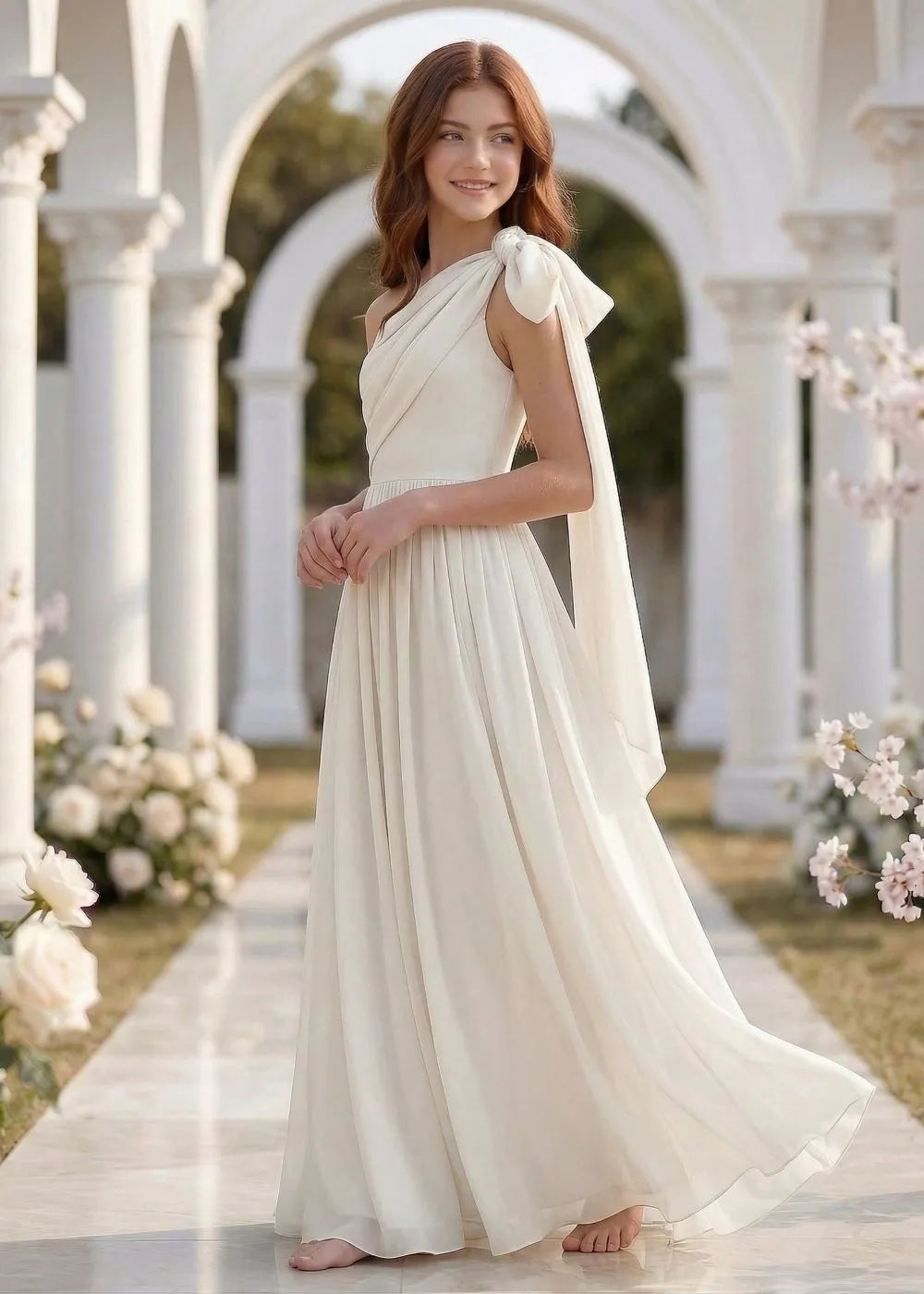 Lumière Draped Bow Evening Dress