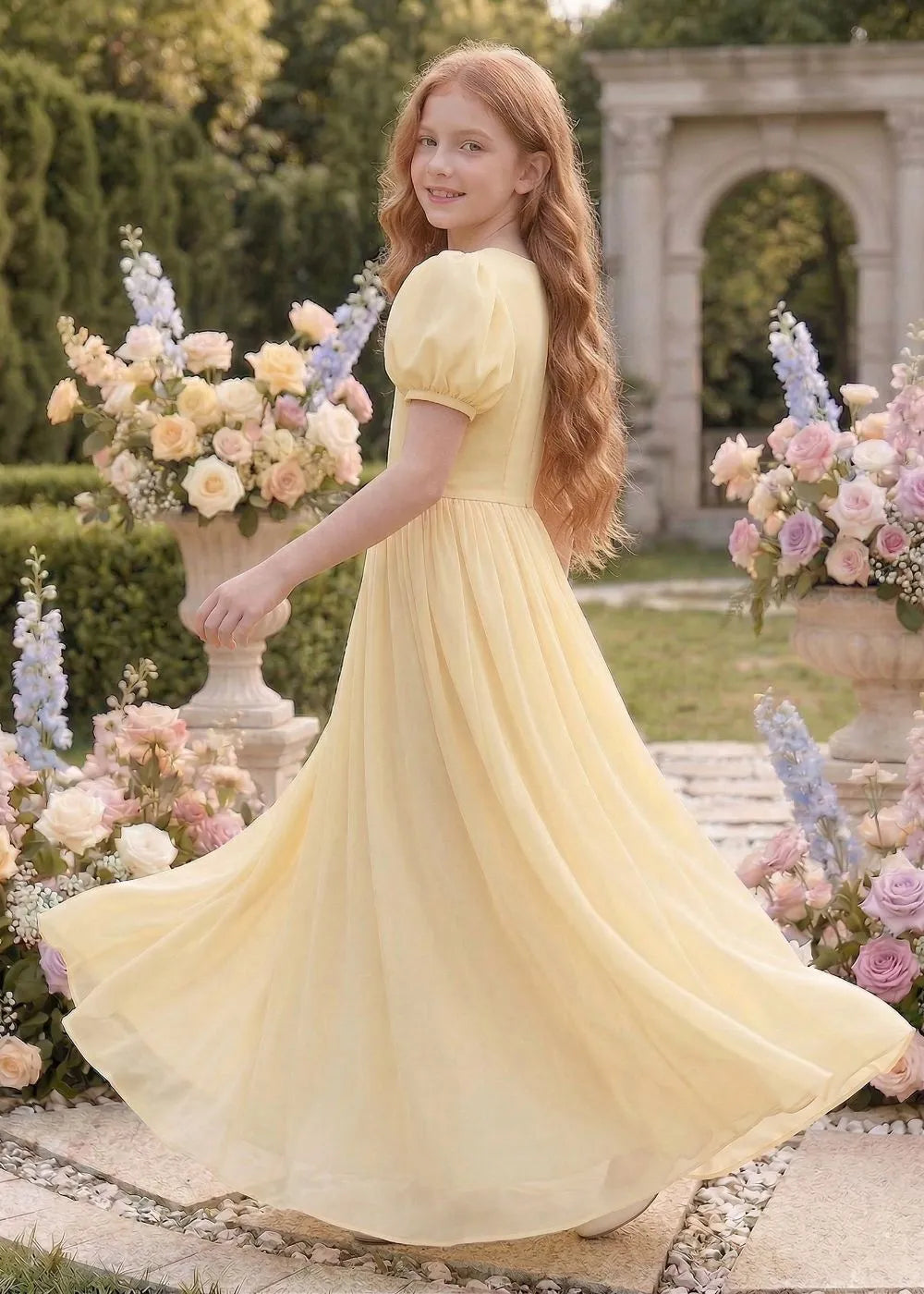 Empire Waist Chiffon Long Dress