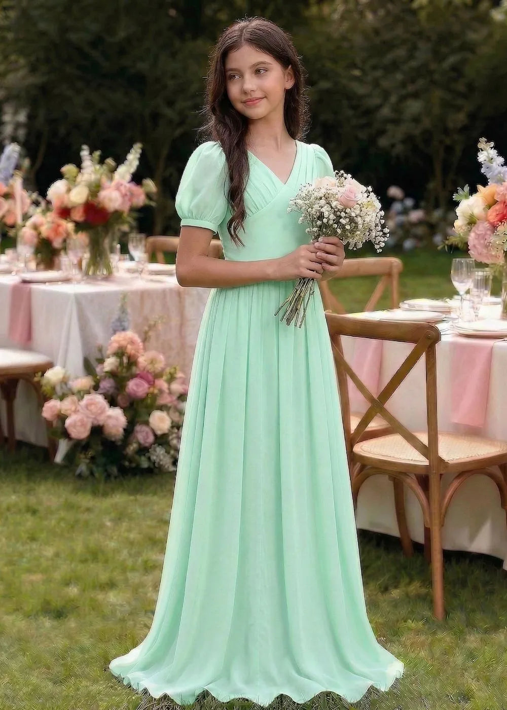 Empire Waist Chiffon Long Dress