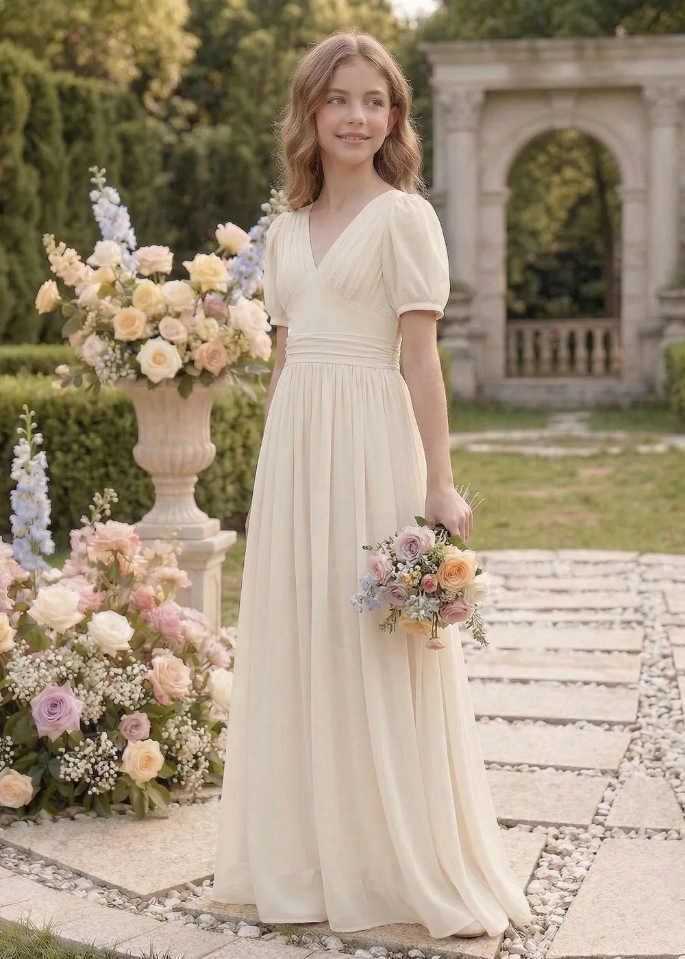 Empire Waist Chiffon Long Dress