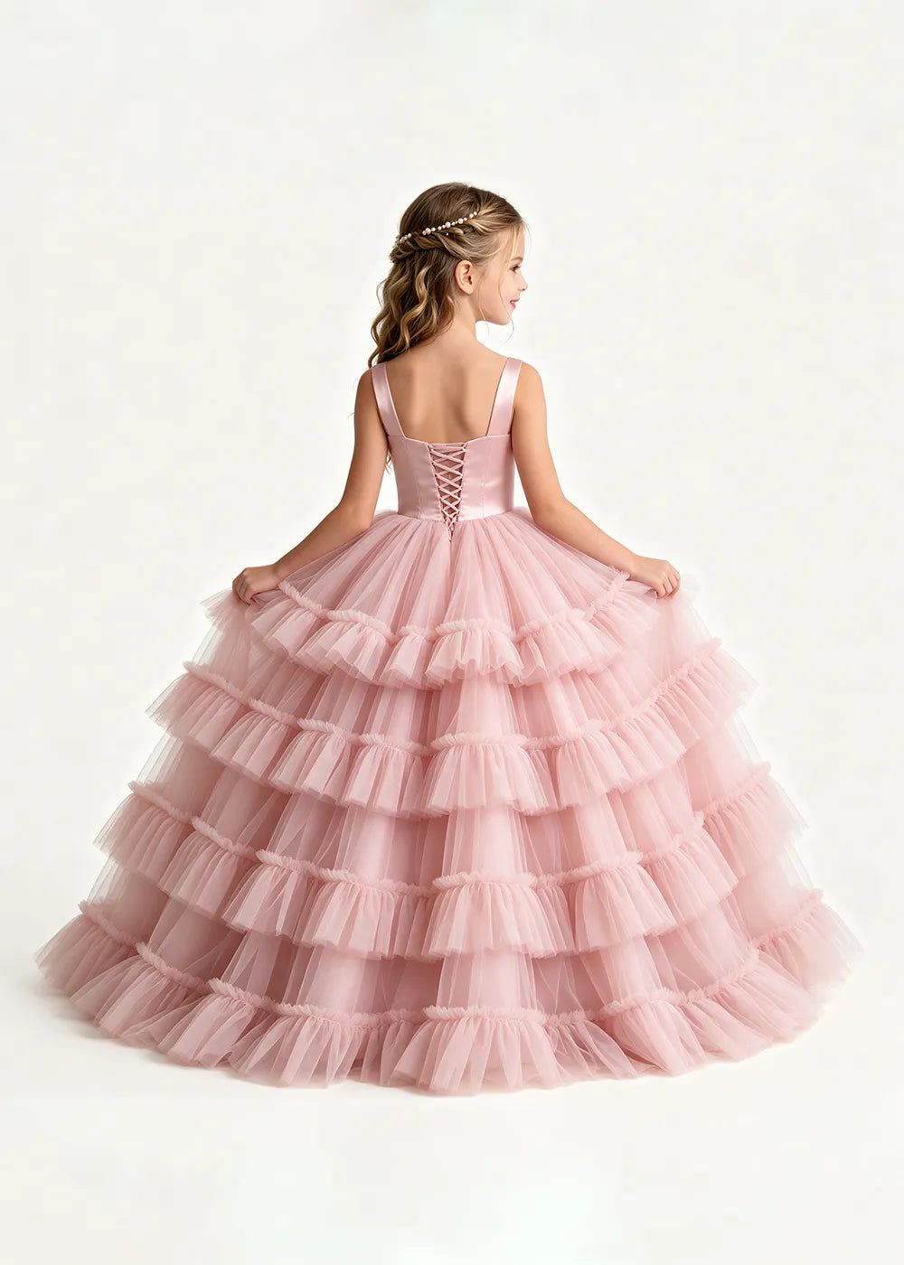Elegant Princess Tulle Dress with Satin Bodice for Girls