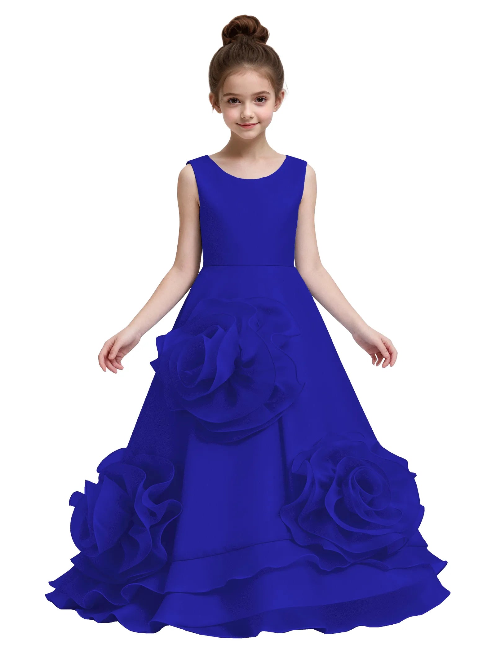 3D Blossom Satin Flower Girl Dress