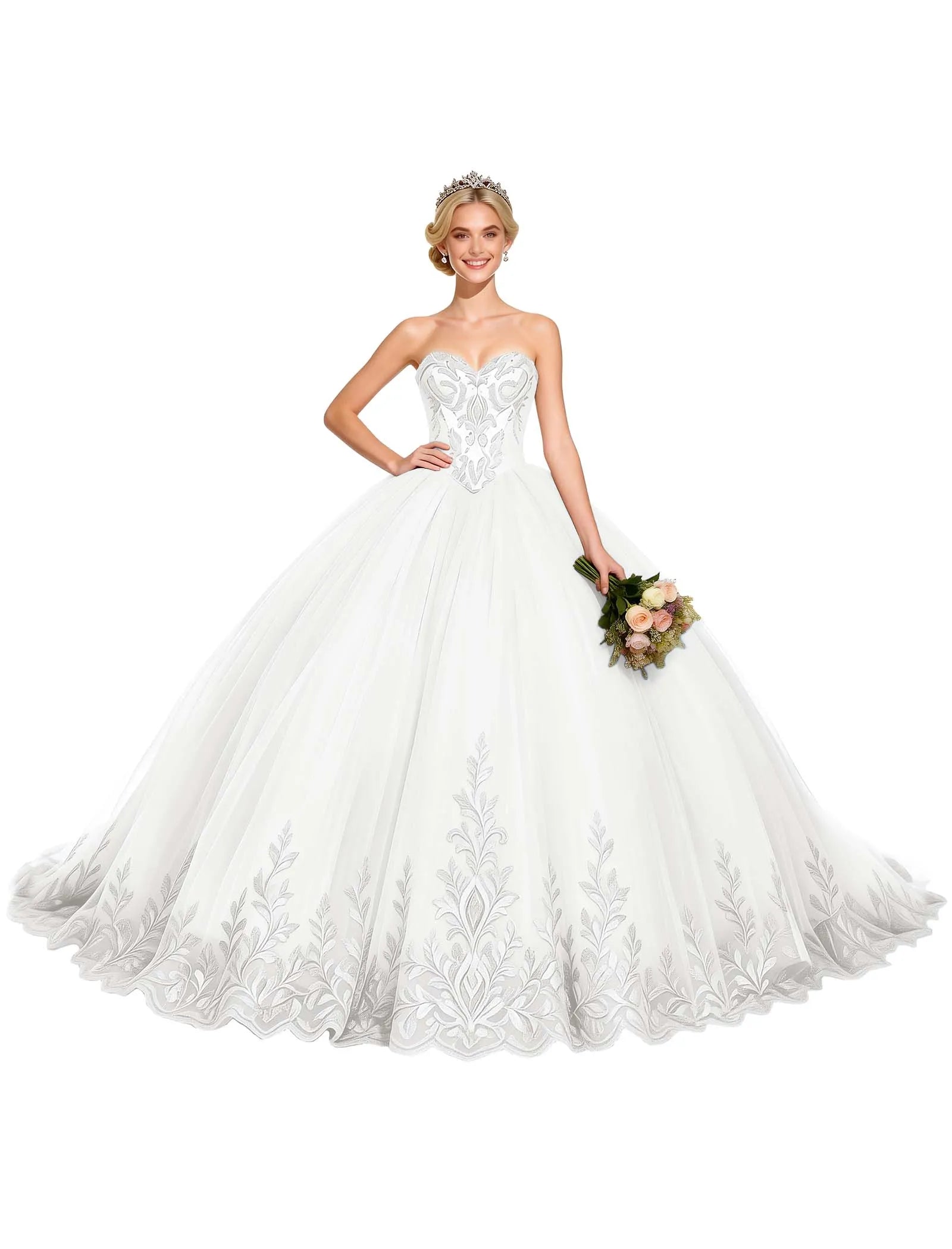 Arabella Strapless Embroidered Ball Gown