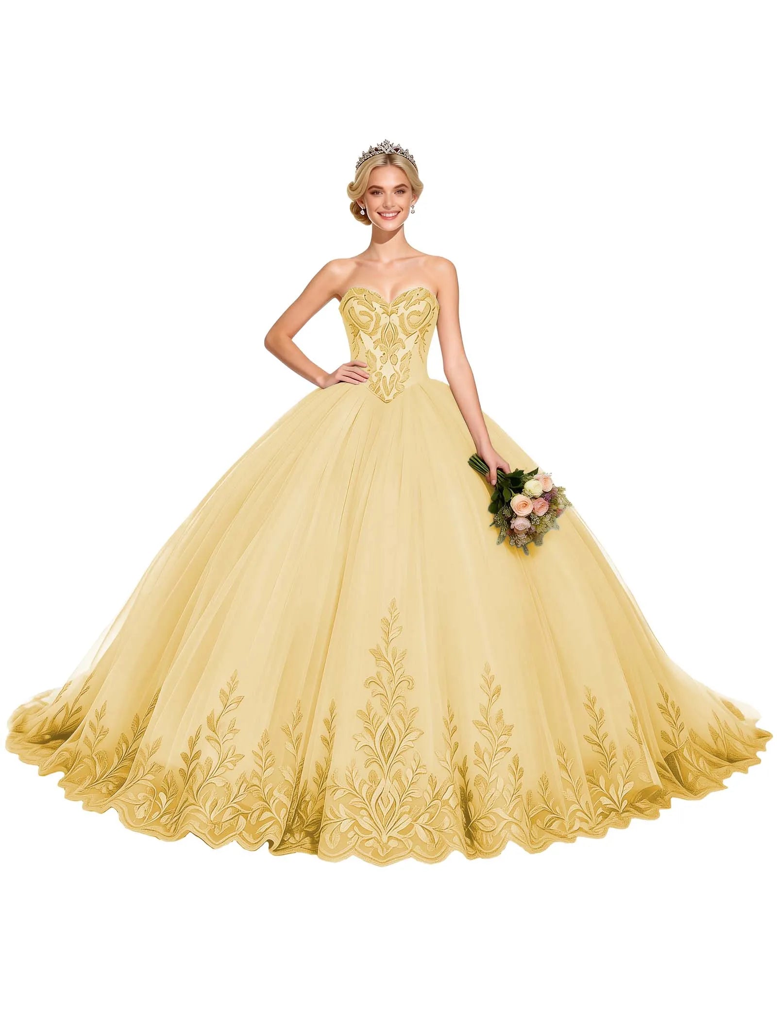 Arabella Strapless Embroidered Ball Gown