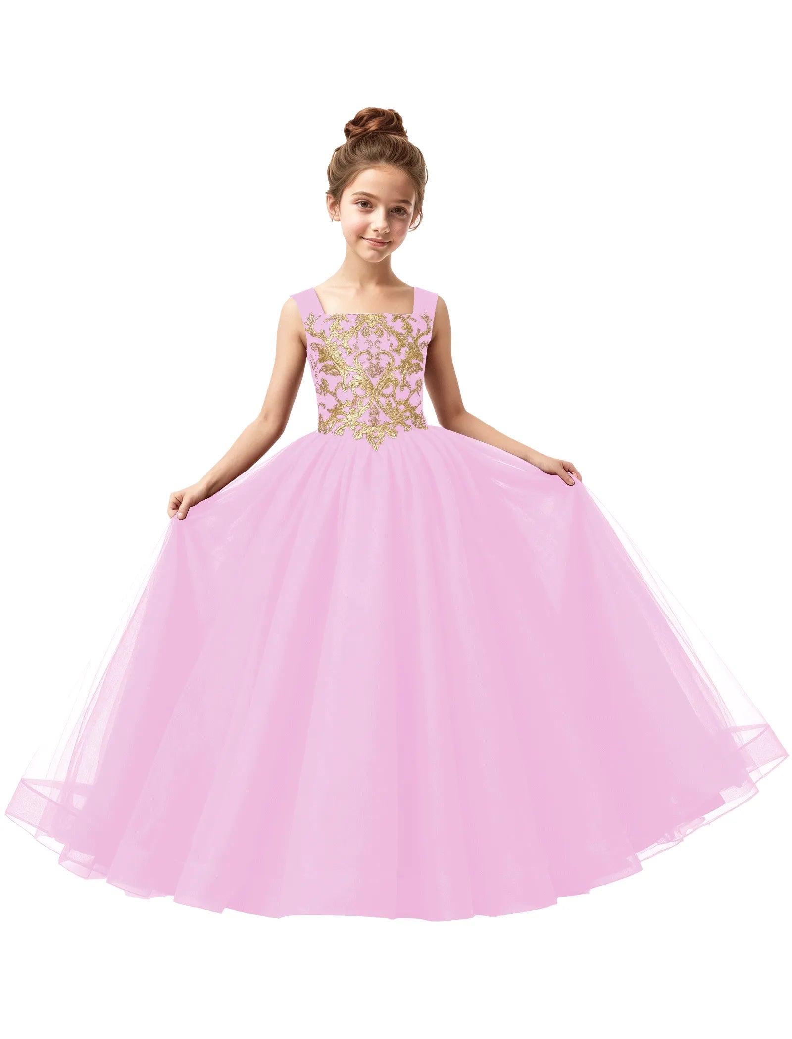 Embroidered Tulle Ball Gown with Corset Back