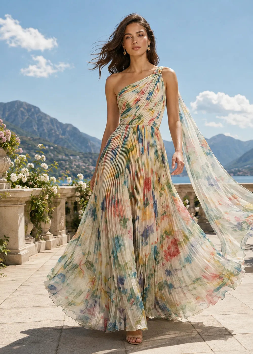 Ethereal One Shoulder Floral Formal Dress