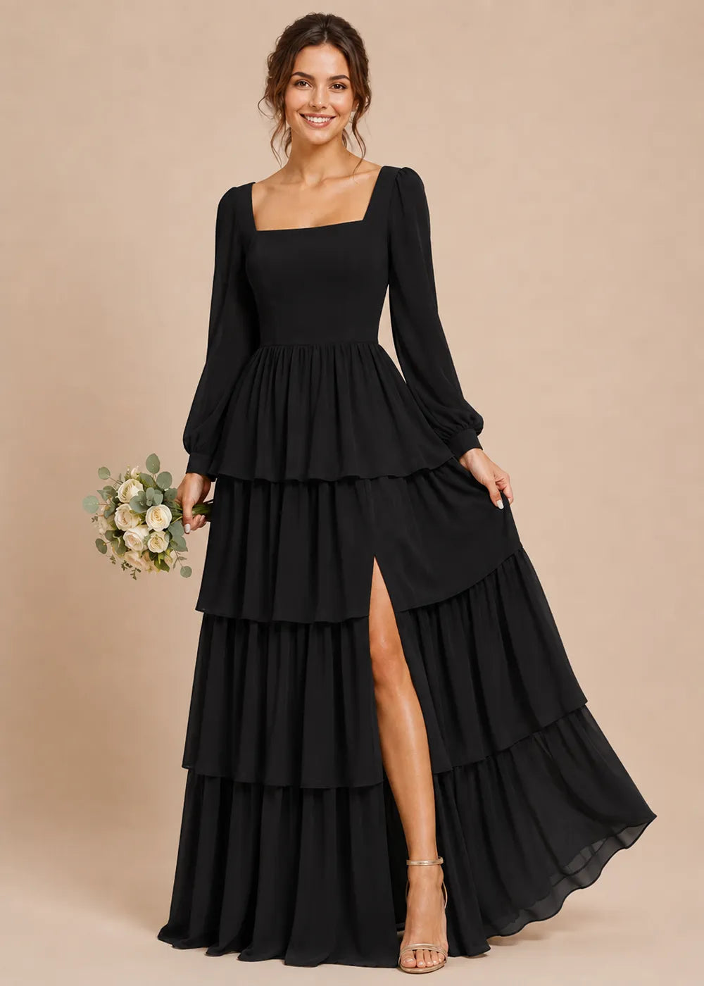 Eternal Bloom ruchede rygløse aftenkjole