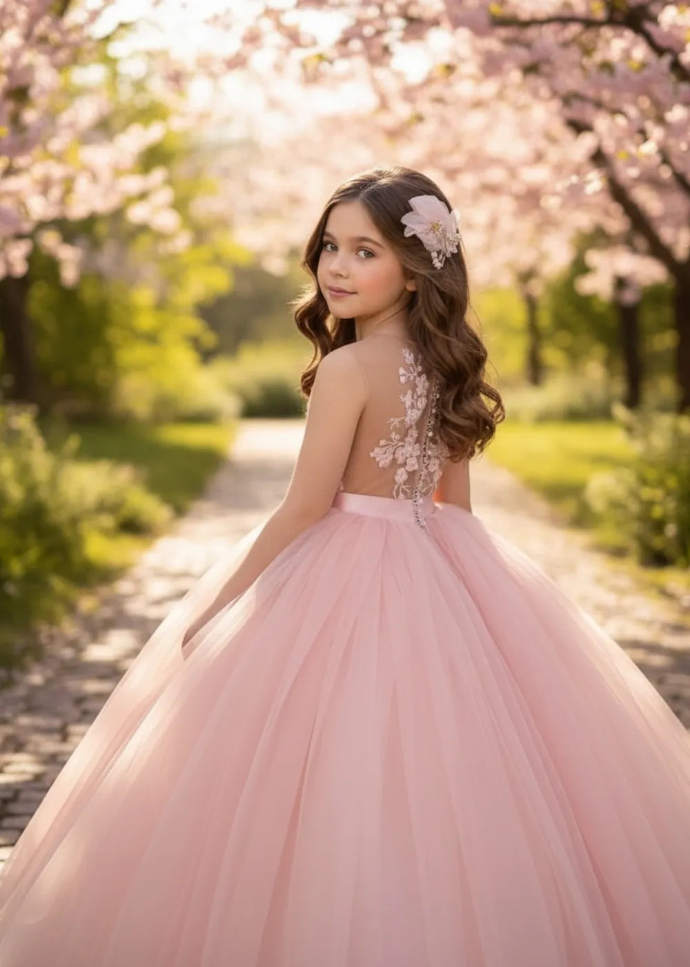 Enchanted Garden Floral Lace Tulle Ball Gown