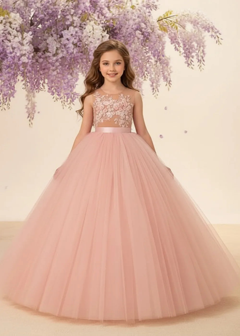 Enchanted Garden Floral Lace Tulle Ball Gown