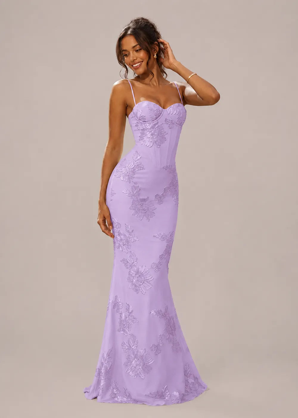 Elegant Floral Appliqué Mermaid Formal Dress