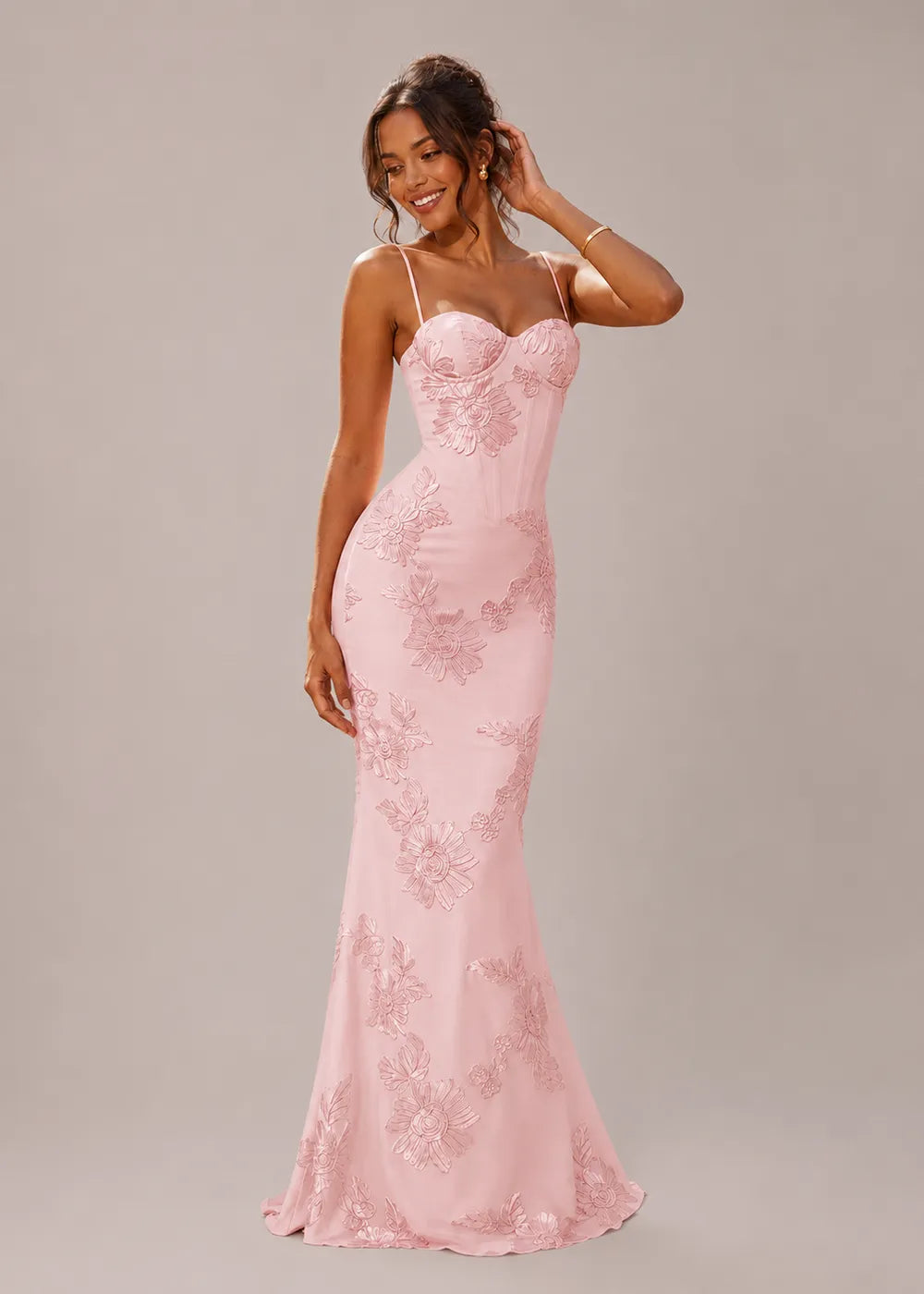 Elegant Floral Appliqué Mermaid Formal Dress