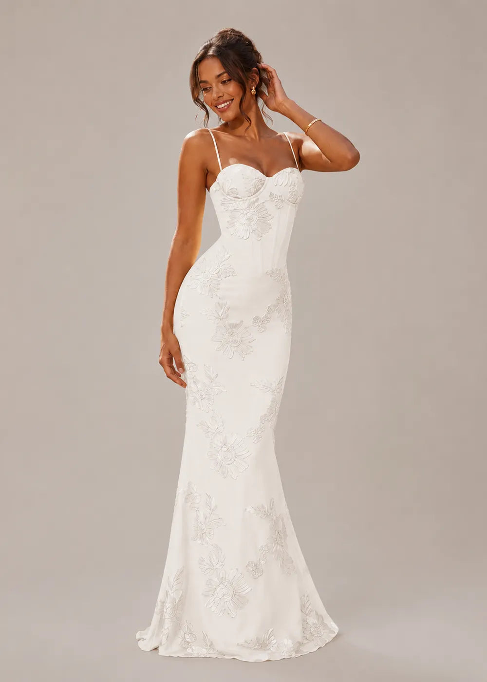 Elegant Floral Appliqué Mermaid Formal Dress