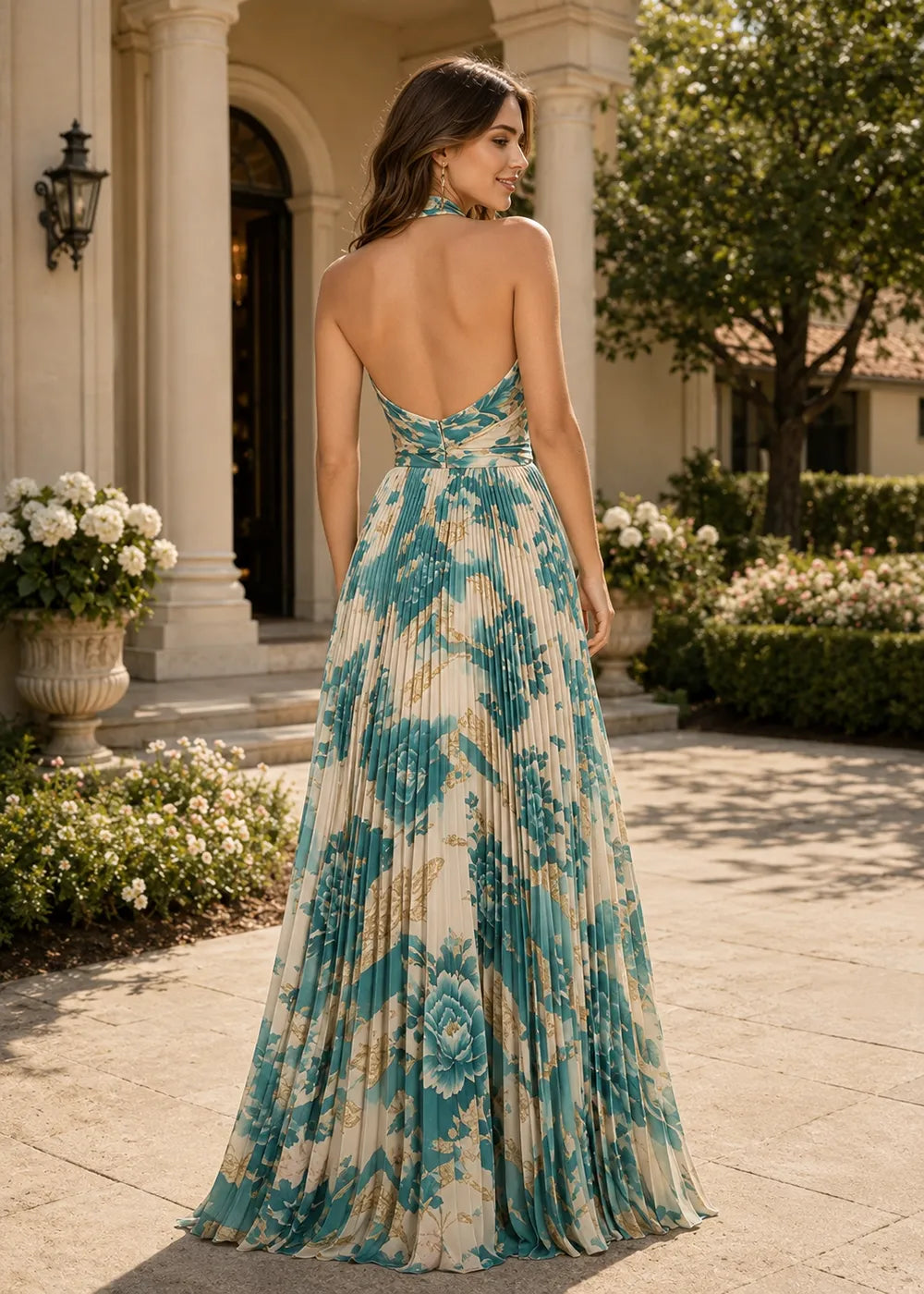 Romantic Tie Neck Floral Maxi Dress