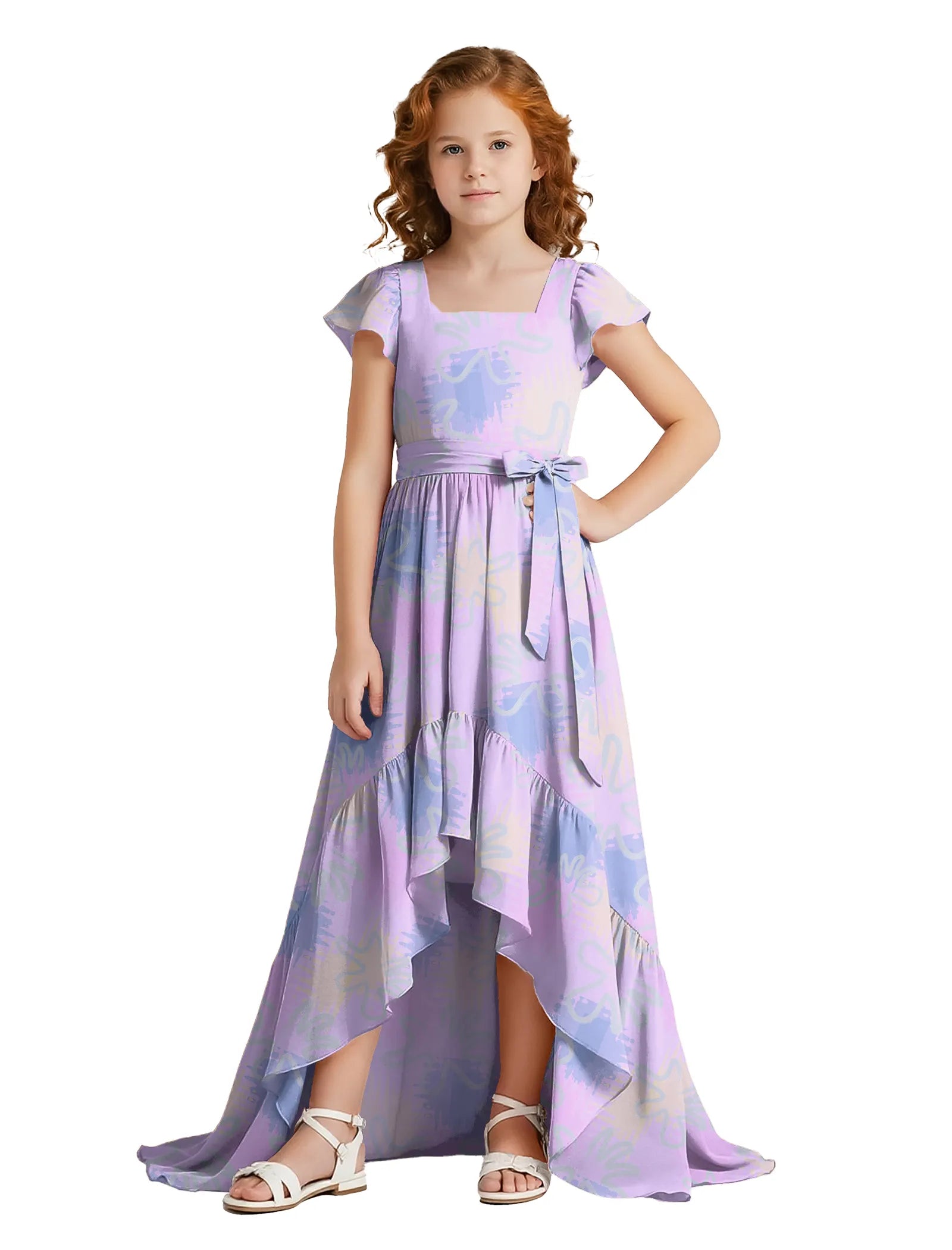 Garden Grace Puff Sleeve Junior Formal Dress