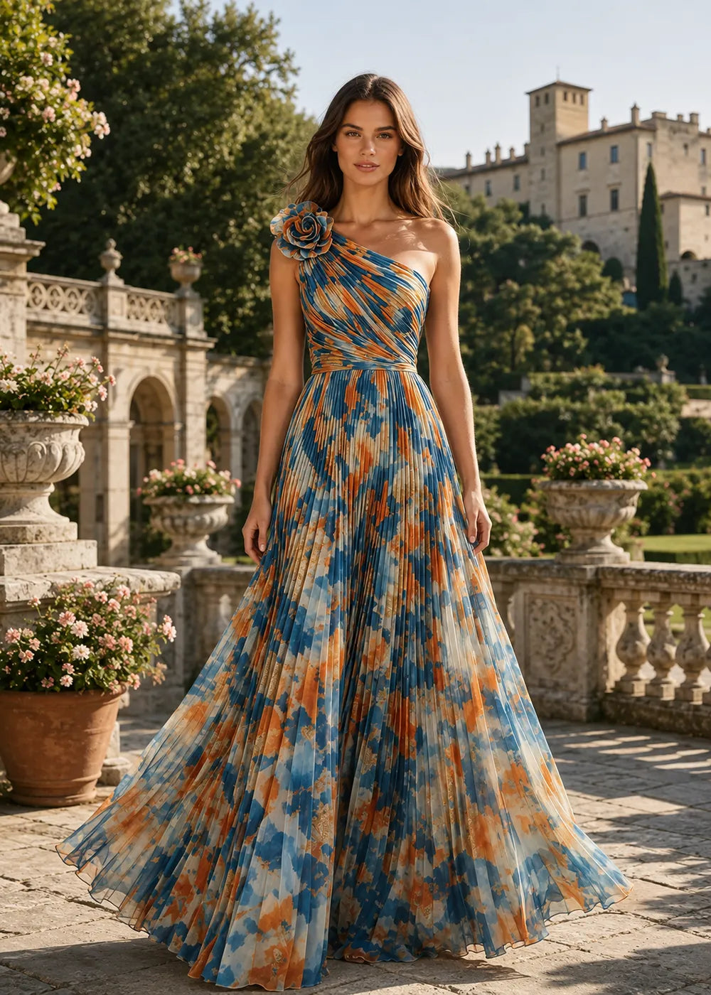 Blooming Garden One Shoulder Maxi Dress
